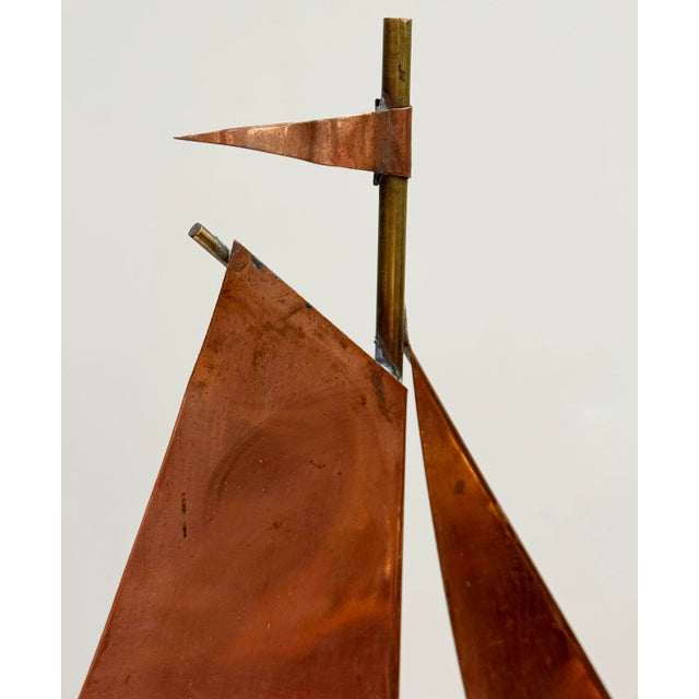 Copper Vintage Copper and Brass Sailboat Weathervane For Sale - Image 8 of 8