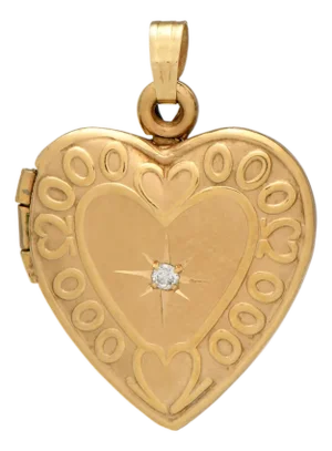 9KY Embossed Heart Locket Pendant