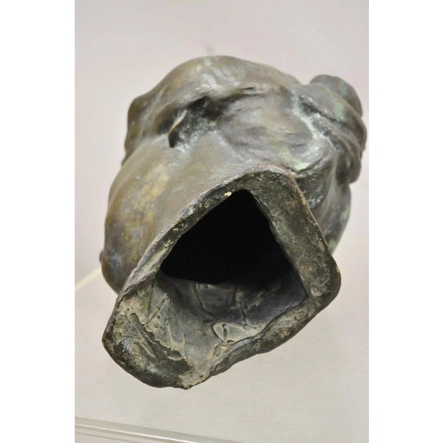 Vintage Patinated Cast Bronze Bust Statue Sculpture of Woman With Pinned Hair For Sale - Image 10 of 12