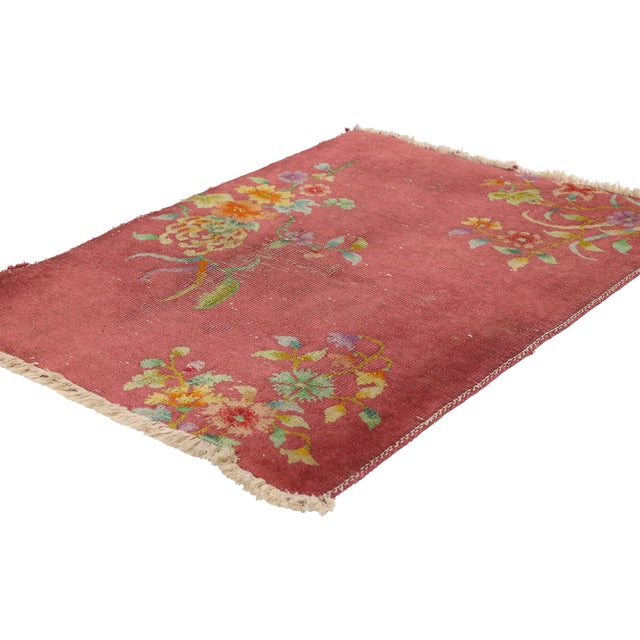79700 Antique Chinese Art Deco Rug, 01'11 x 02'09. The Four Seasons Reverie: An Antique Chinese Art Deco Masterpiece of...