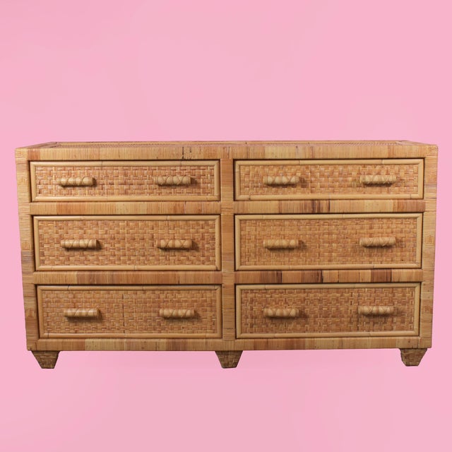 Danny Ho Fong Style Rattan Wrapped Dresser For Sale In West Palm - Image 6 of 8