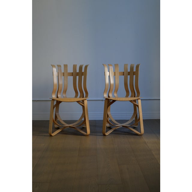Wood Pair of Frank Gehry "Hat Trick" Dining Chairs for Knoll, Bentwood Maple, Signed & Dated 1990 For Sale - Image 7 of 9