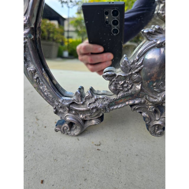 Victorian Sterling Silver Vanity Mirror For Sale - Image 3 of 9