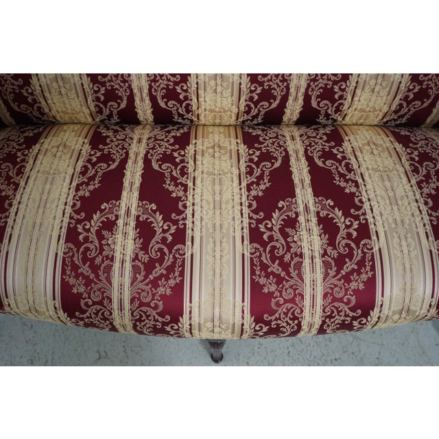 Brown Southwood Inlaid Sheraton Mahogany Damask Loveseat For Sale - Image 8 of 12