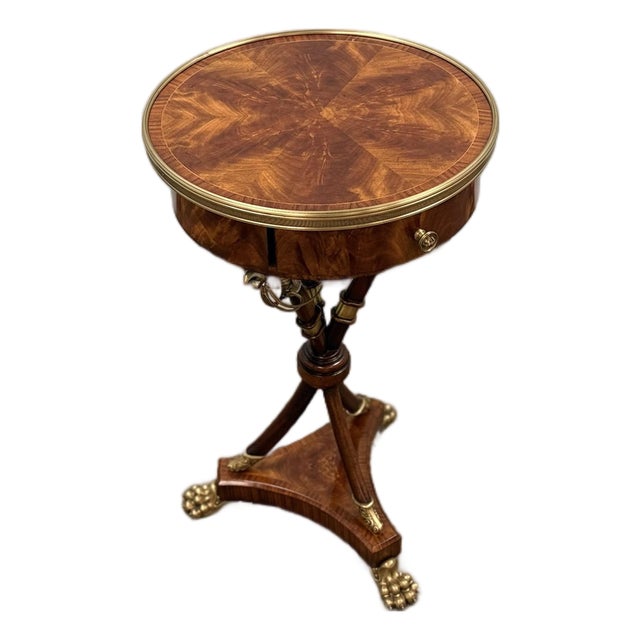 1990s Empire-Style Round Pedestal Accent Table For Sale