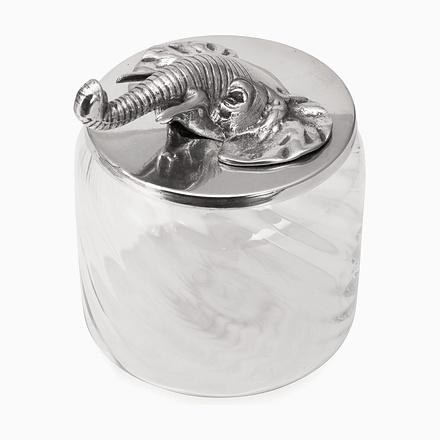 Vintage Italian Silver-Plated Elephant Mounted Glass Jar, 1960s For Sale - Image 12 of 12