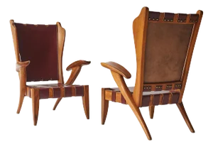 Pair of Highback Lounge Chairs by Guglielmo Pecorini