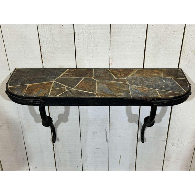 Console Table in Forged Steel and Slate Top, 1950s For Sale - Image 12 of 12