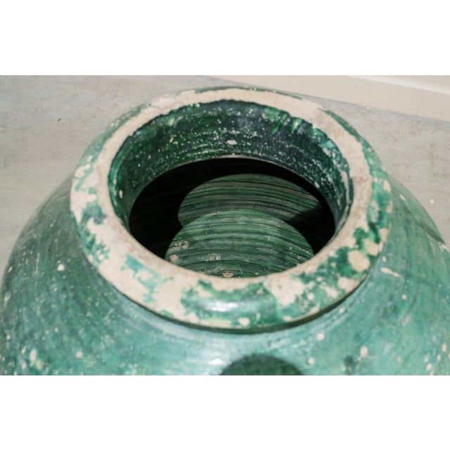 Ceramic Antique Green Glazed Ceramic Amphora from Triana, Seville, 18th Century For Sale - Image 7 of 8
