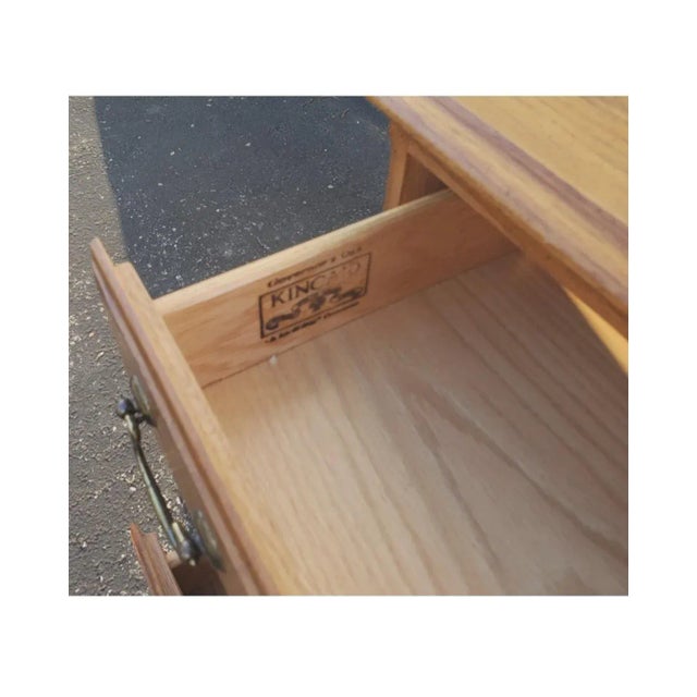 Wood Kincaid Chippendale Oak Bedside Chest Nightstand For Sale - Image 7 of 9