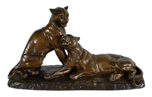 L. Riché, Lionesses, Early 20th Century, Bronze