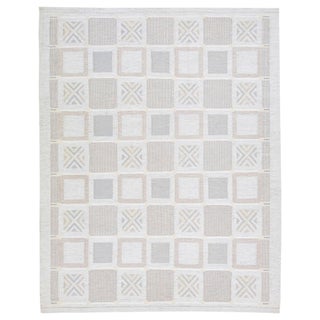 Modern Flatweave Geometric Light Gray Hand-Knotted Wool Rug by Doris Leslie Blau For Sale