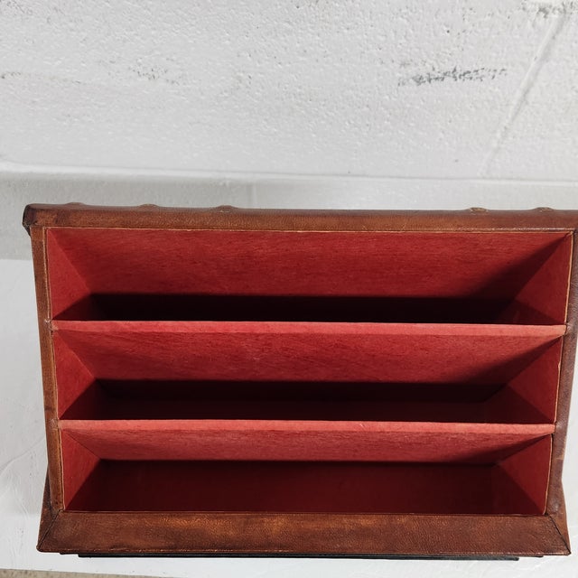 Curated Vintage Faux-Book Desk Ensemble – Tiered Letter Organizer & Letter Paper Tray in Old-World Library Style -Set of 2 For Sale - Image 11 of 12