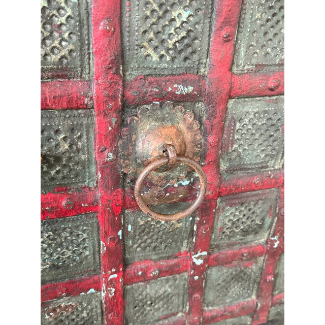 Early 20th Century Early 20th Century-Anglo-Indian Painted Wood Cabinet With Iron Accents and Original Patina For Sale - Image 5 of 12