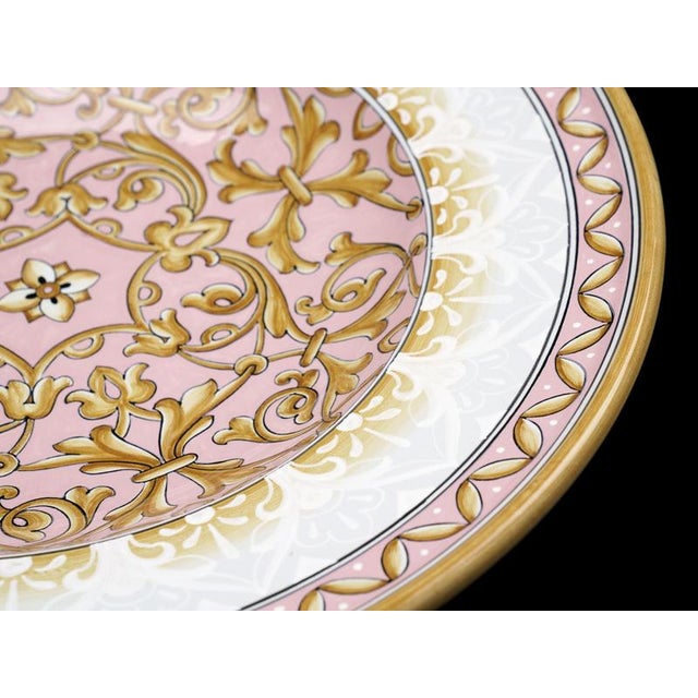 Aqua Pink Damask Plate by Deblona For Sale - Image 8 of 12