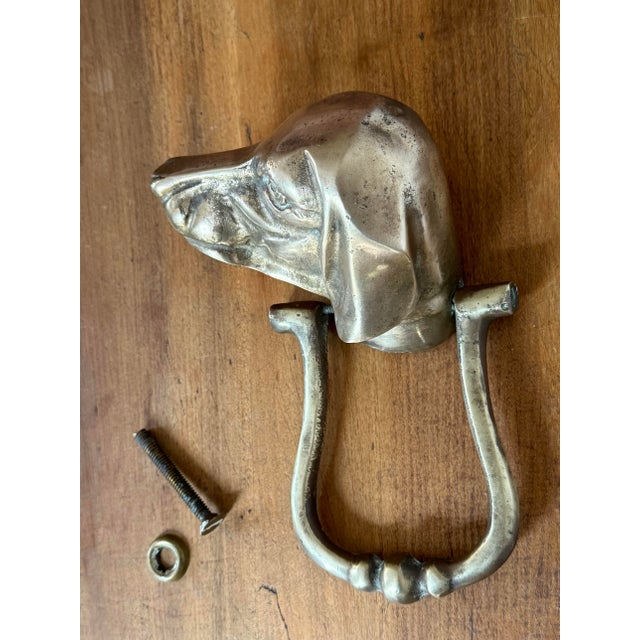 Vintage Solid Brass Dog Door Knocker For Sale - Image 4 of 6