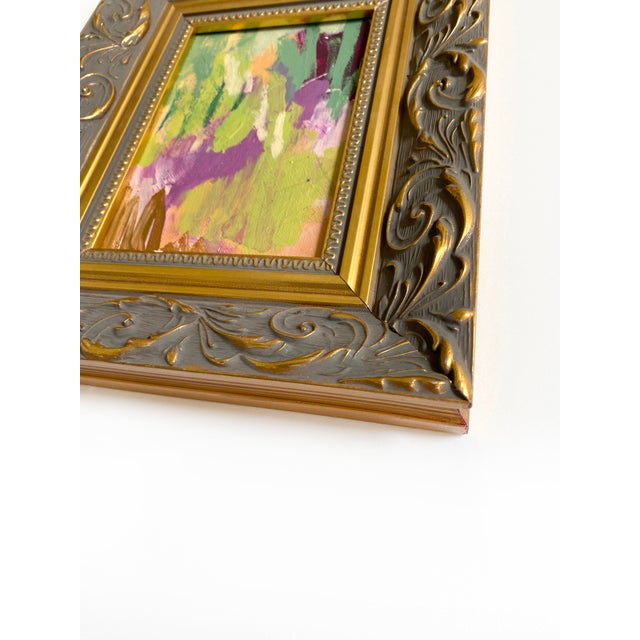 Abstract Expressionism "Outdoor Weekend" 2026 Mini Painting With Vintage Frame by Jessalin Beutler For Sale - Image 3 of 4