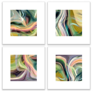 Contemporary Art Print Colourful Set of 4 Pieces "Flow of Colour" 32x32 by Angela Cameron For Sale