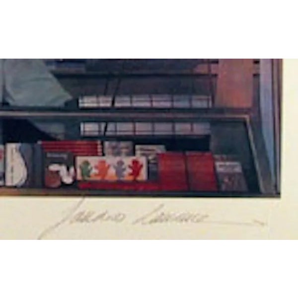 This lithograph, titled Lady Leicester Square (Toblerone), was created by the British artist, Sandra Lawrence, in 1975. it...