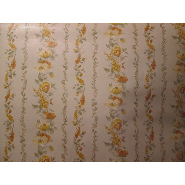 English Vintage 1980s Striped Orange Floral Motif Wallpaper For Sale - Image 3 of 8