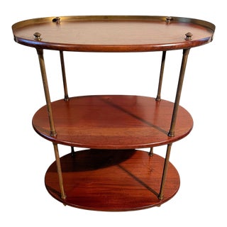 English Traditional Mahogany and Brass 3-Tier Cart For Sale