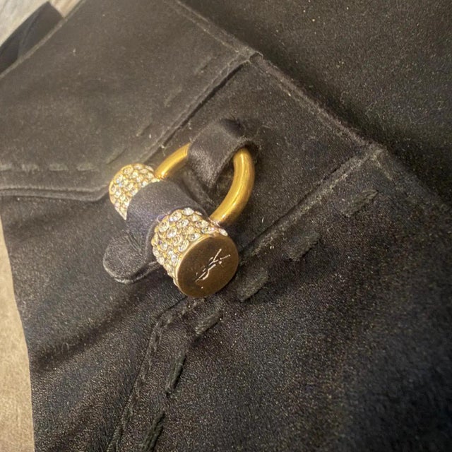 1980s 1980s Vintage Black Satin Evening Jewel Bag by Yves Saint Laurent For Sale - Image 5 of 14