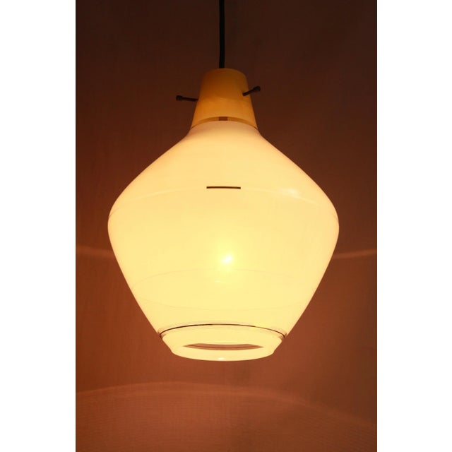 Ivory Mid-Century Italian Murano Glass Gialla Ceiling Lamp Pendant, 1950s For Sale - Image 8 of 10