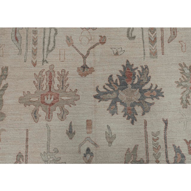 Oushak Rug Sand & Brown Handwoven Wool Rug 10'2" X 13'11" For Sale In Houston - Image 6 of 8