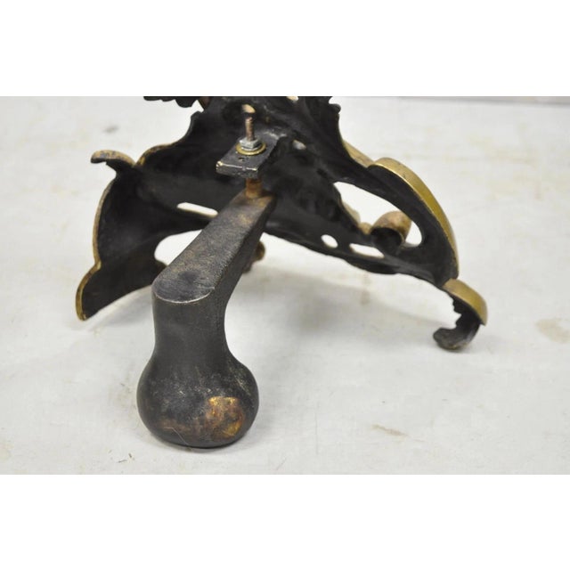 Vintage French Rococo Bronze Acanthus Leafy Scroll Fireplace Andirons - A Pair For Sale - Image 10 of 11