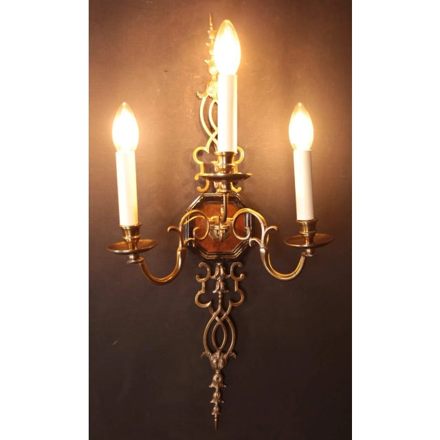 Metal Vintage Wall Lamps in Bronze, Set of 6 For Sale - Image 7 of 8