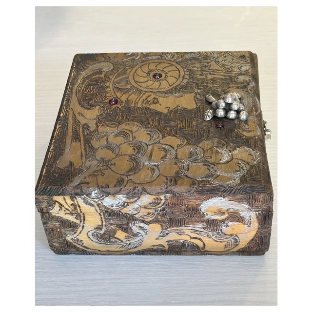 Metal Antique Flemish Box/Sterling/Garnets For Sale - Image 7 of 10