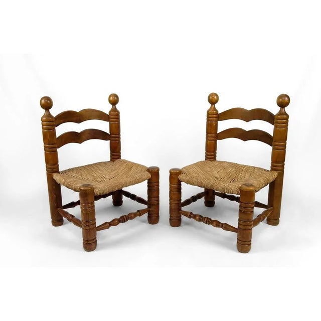 Set of Low Straw Chairs attributed to Charles Dudouyt, France, 1940s For Sale - Image 10 of 10