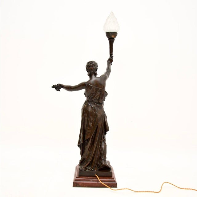 Late 19th Century Antique French Bronze Lamp by Jean-Jules Cambos, 1880 For Sale - Image 5 of 17