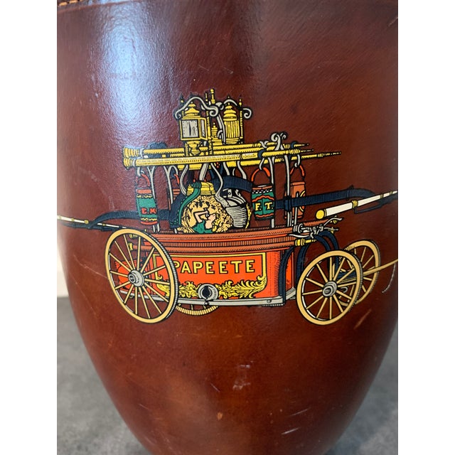 1950s Mid Century Modern Loyal Papeete Leather Wrapped Fire/Ice Bucket For Sale - Image 4 of 6
