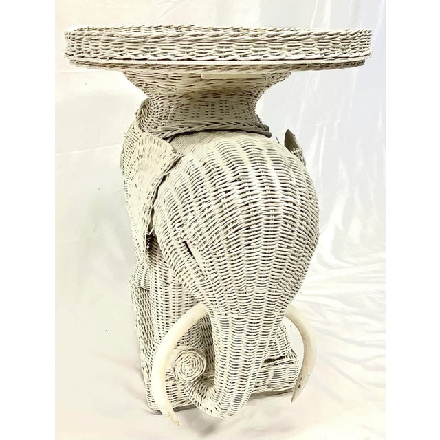 Vintage Wicker Elephant Side Table With Detachable Tray Chairish