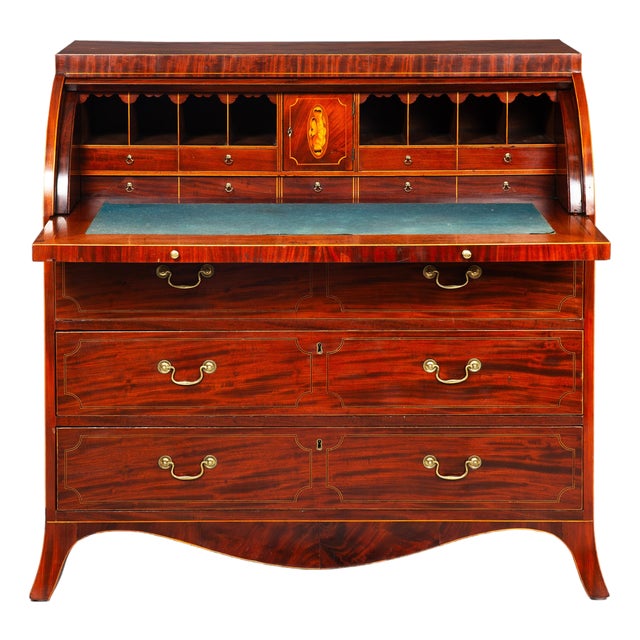 Rare American Federal Mahogany Cylinder Desk, Baltimore or Annapolis Ca. 1800 For Sale
