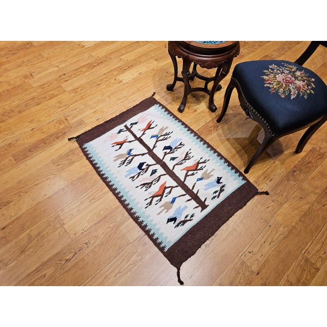 Vintage Native American Navajo Rug, Handwoven Wool, Tree of Life Pattern, 2x3 For Sale - Image 10 of 13