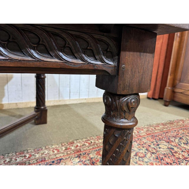 Extendable Oak Table with Gothic Decoration, 1930s For Sale - Image 13 of 18
