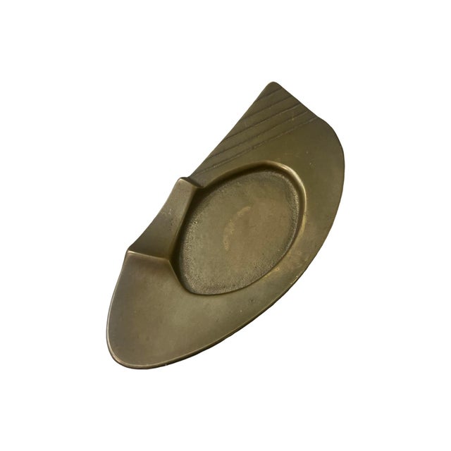 1940s Vintage Mid Century Modern Art Deco Candela Solid Brass Cigar Ashtray Germany For Sale - Image 5 of 8