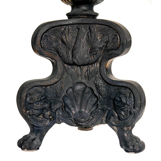 Wood 1950s Ebony Lamp & White Shade For Sale - Image 7 of 10