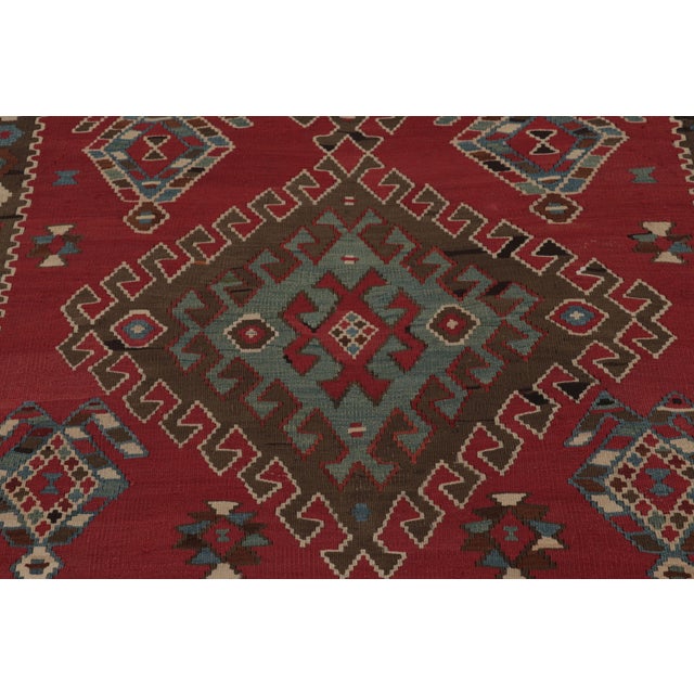 Beige Vintage Persian Kilim, Red With Rich, Intricate Tribal Medallions - Rug & Kilim For Sale - Image 8 of 9