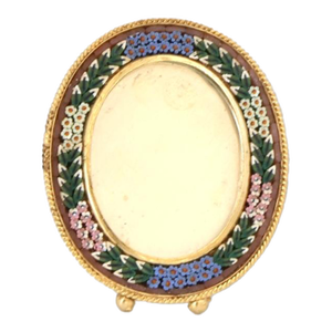 Midcentury Italian Micromosaic Oval Picture Frame for Neiman Marcus