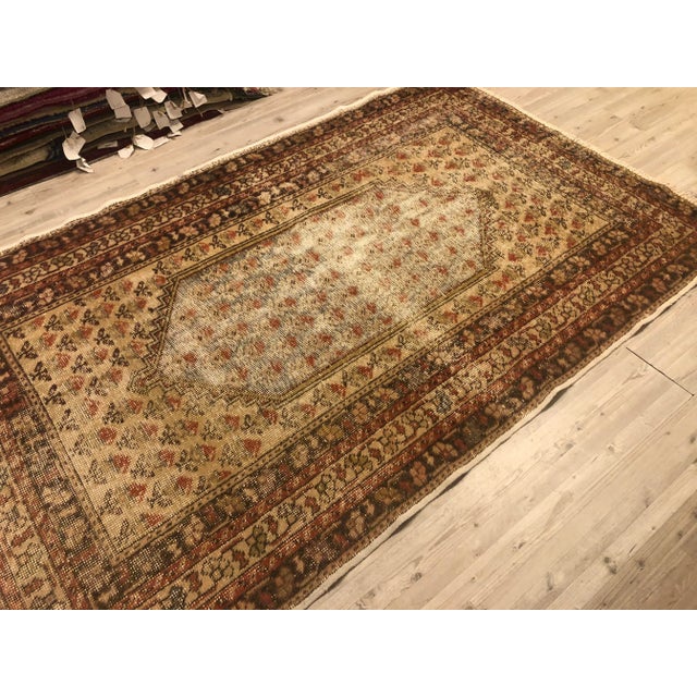 Tan Turkish Handmade Anatolian Rug- 4′6″ × 7′4″ For Sale - Image 8 of 11