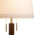 Swiss Cross Table Lamp - Dark Walnut Wood Finish, Weathered Brass, White Linen Shade For Sale - Image 6 of 12