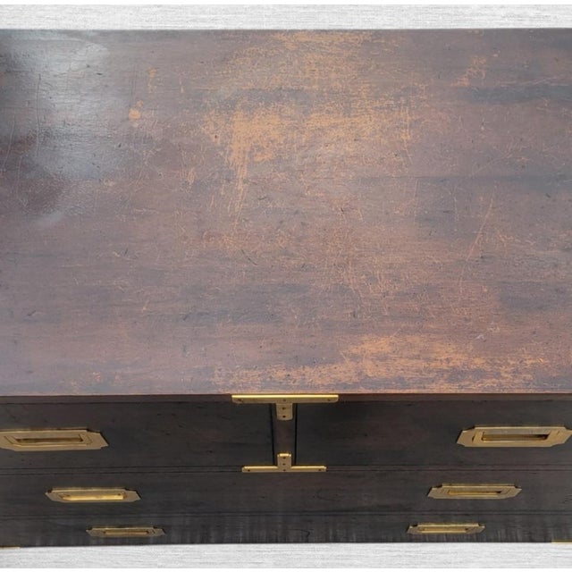 1970s Vintage Campaign Hide Away Twin Size Murphy Bed Cabinet For Sale - Image 5 of 18