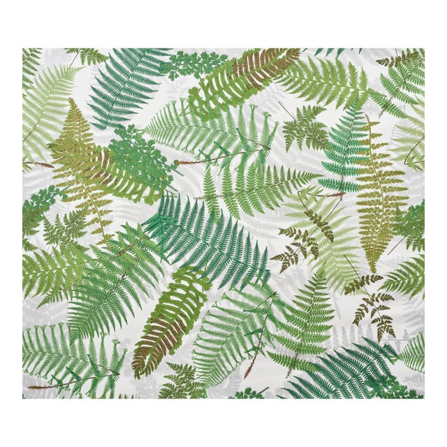 Sample - Schumacher X Clements Ribeiro Fernarium Wallpaper in Ivory & Leaf For Sale
