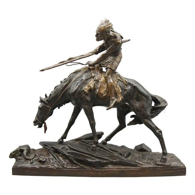 Native American on Horseback from Édouard Drouot, 1920s For Sale