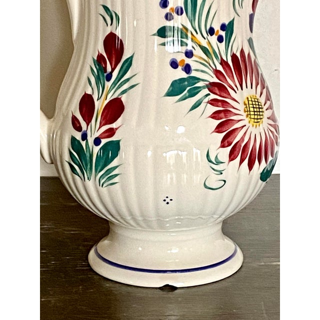 Ivory Vintage Quimper Faience Pottery Handpainted Pitcher For Sale - Image 8 of 8