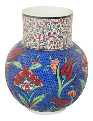 Hand Painted Decorative Turkish Vase With Floral Motifs