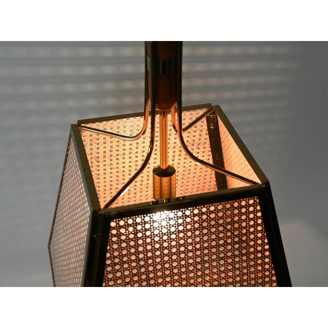 Mid-Century Italian Pendant in Gilt Metal, Straw and Giass, 1970s For Sale - Image 10 of 16